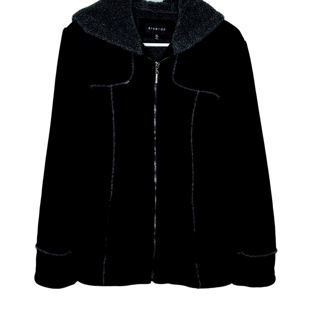 Braetan Heavy Fleece Hooded Jacket, Size M, Black & Gray